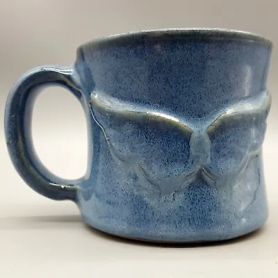 Denim Blue Pottery Mug With Raised Wings.  Signed  JR Cooper 2005  Canton GA • $24.95