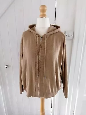 Ladies Marks And Spencer Camel Zip Hoodie Cardigan Size L NWT • £8.99