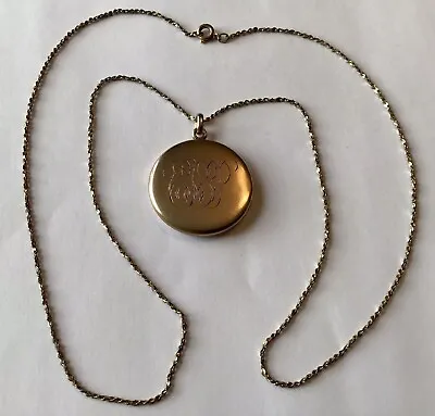 Vintage Art Deco Gold Filled Engraved Locket Pendant Necklace 4y • $75