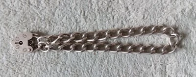 £5.50 • Buy Vintage Sterling Silver Charm Bracelet Heart Lock Safety Chain Attached 