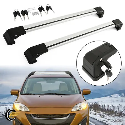 Aluminum Silvery Roof Rack Cross Bars Cross Rail Lockable For Mazda 5 2006-2017 • $92