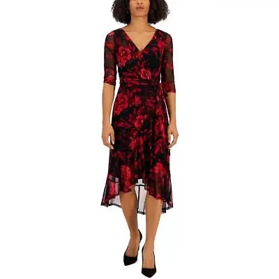 Connected Apparel Womens Mesh Floral Hi-Low Fit & Flare Dress BHFO 6223 • $15.99