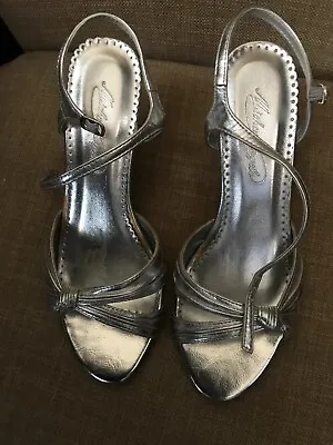 MICHAELANGELO Sonya Womens Size 6M Silver Open Toe Heels Sandals Shoes • $19.95