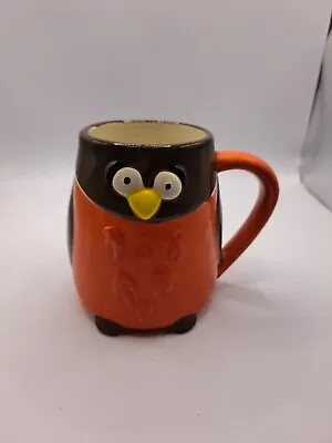 VTG VINTAGE 3-D Ceramic Owl TAG Brand Mug Cup Orange Brown - 4.25  Tall • $20