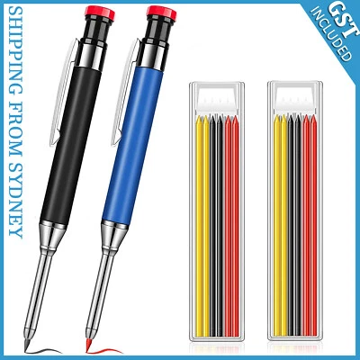 $5.99 • Buy Metal Carpenter Pencil With Refill Leads Built-in Sharpener For Deep Hole Marker