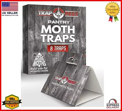 Pantry Moth Traps Safe Glue With Pheromones 8 Pack Effective Adhesive Non Toxic • $14.95