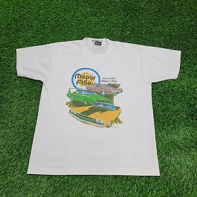 Vintage 1994 Mopar-Alley Car-Show Shirt L-Short 21x26 White Ohlone-College Event • $61.89