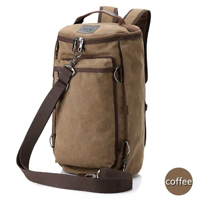 Convertible Canvas Rucksack Backpack Casual Travel Camping Hiking Laptop Bag AU • $36.99