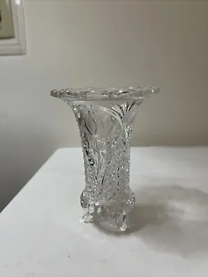 Vtg. Lead Crystal Vase With Feet West Germany 7'' Tall 16.50 • $16.50