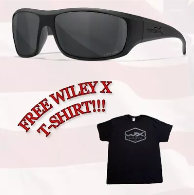 Wiley X WX Omega Sunglasses Matte Black Frame Polarized +FREE T-SHIRT - ACOME08 • $95.86