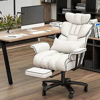 Big Tall Recline Office Chair With Footrest PU Leather Executive Chair Chair • $259.99