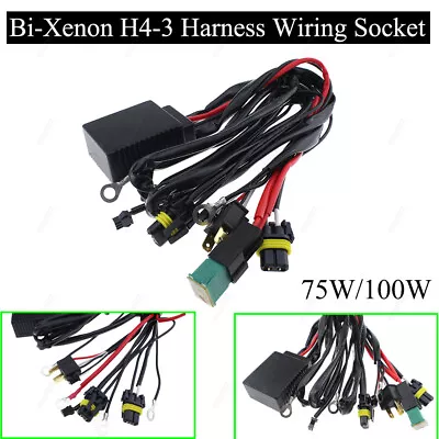 $28.21 • Buy 75W/100W HID Bi-Xenon H4-3 Bulbs High/Low Controller Fuse Relay Wiring Harness
