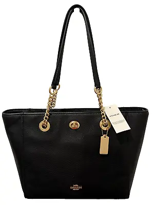 New With Tags Coach Black Leather Tote Purse • $119.99