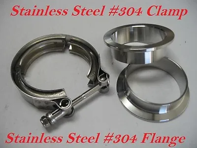 $18.99 • Buy 3  Inch Stainless Steel #304 V Band Vban Clamp W/2 Flange Turbo Exhaust Down Pip