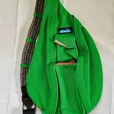 Kavu Rope Sling Backpack Crossbody Bag Canvas Shoulder Strap Kelly Green EUC • $24