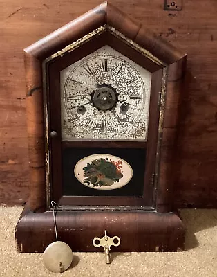 Antique Wood Mantle Clock Wm L. Gilbert Clock Co Winsted Connecticut • $85