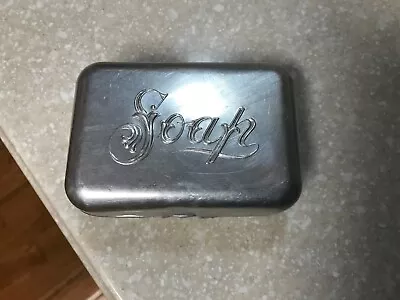 Vintage Antique Aluminum Metal Soap Holder Container Travel Case Hinged • $24.95