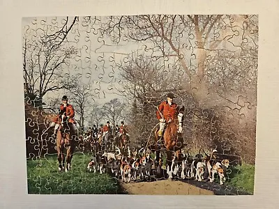 Vintage Victory Artistic Plywood Jigsaw Puzzle 200 Pcs Hunting Scene Gold Box • $34.95