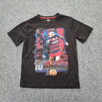 Barcelona FC Shirt Kids MEDIUM Black MESSI Soccer Football Sports T Shirt Size M • $14.01