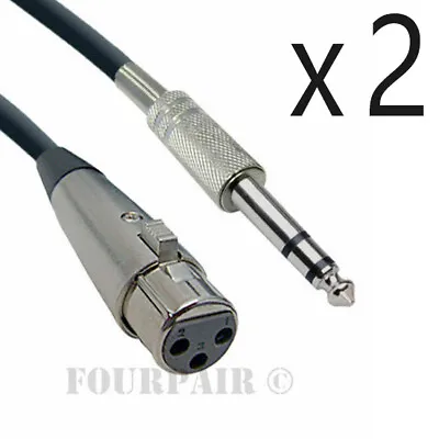 2 Pack - 10ft XLR 3-Pin Female To 1/4  Stereo TRS Shielded Microphone Mic Cable • $12.95