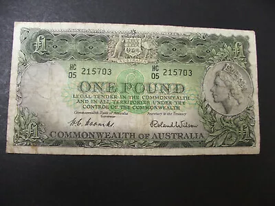 1961 Coombs - Wilson £1 Pound  RBA One Pound  HC05 215703 • $24.50