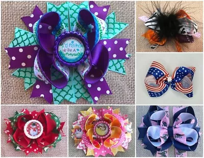 $3.95 • Buy Baby Toddler Little Girls Hair Bows Bottle Cap Holiday Feather Marabou Disney