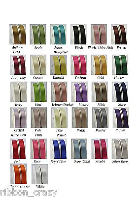 5 Metres Of Woven Edge Double Sided Quality Satin Ribbon In 4 Widths 32 Colours • £2.35