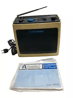 Vintage IBETA Portable AM/FM Radio W/8 Track Player W/brochure   Parts • $15.10