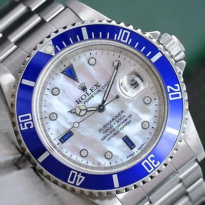 Rolex Submariner Date Mens Watch Steel White Dial Blue Insert Bezel Oyster 40mm • $9652.50