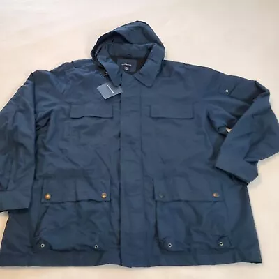 Lands End Men's Storm Raker Jacket XXL Blue Nylon Waterproof Hooded NEW $79.50 • $39.99