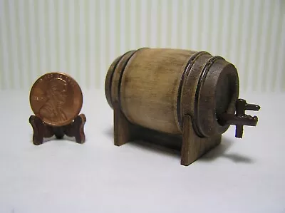 Miniature Dollhouse Wooden Beer Barrel W/ Stand  Spicket  1 5/8  L X 1 3/8  • $6.99