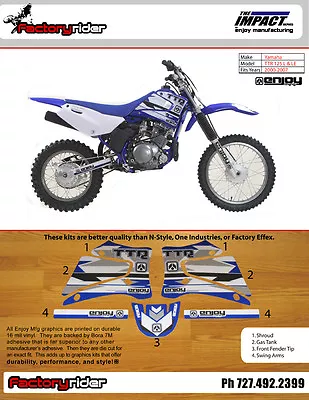  Yamaha TTR 125 2000-2007 Dirt Bike Impact Graphics KIT Enjoy MFG Fast SHIPPING  • $49.95