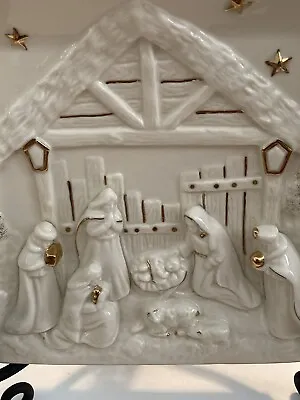 Vintage Mikasa Nativity Scene Ivory/Gold Porcelain FK020 Christmas Holiday 6.5” • $19.99