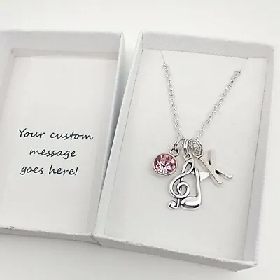 Musical Note Treble Clef Pendant Charm Necklace Jewellery Gift Personalised • £12.95