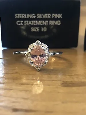 Avon Sterling 925 Avon Pink Ring With CZ Accents Size 10 Signed RJ 925 NIB • $29.99