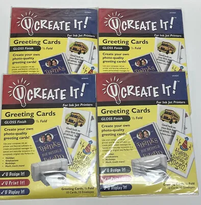 Lot 4 U CREATE IT Printable Greeting Cards (10 Pk) 40 Total Glass Finish Ink Jet • $10.99