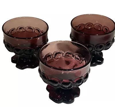 Set Of 3 Vintage Tiffin Franciscan Madeira Plum Purple Footed Desert Bowl Wine • $18.95