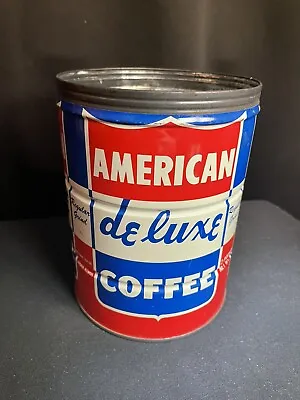 Vintage Key Wind American De Luxe Coffee 2 LB Can Tin - Excellent Graphics! • $25