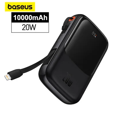 $41.49 • Buy Baseus 10000mAh 20W Mini Power Bank Built In Cables PowerBank External Battery