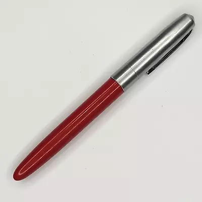 Vintage WEAREVER Fountain Pen Red Silver Cap Stainless Steel Tip Made In USA • $16.45