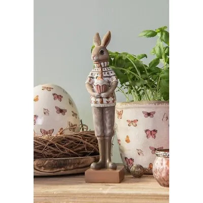 Easter Bunny Rabbit With Cupcake Shabby Chic Decorative Figurine Cottage 28cm • $60.78