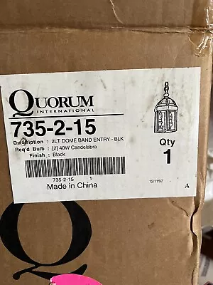 Quorum International 735-2-15 Dome Band Entry Chandelier Lighting 2 Light Black • $99.95