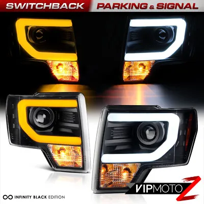 For 09-14 Ford F150 BLACK SwitchBack LED Neon Tube Halo DRL Projector Headlight • $308.24
