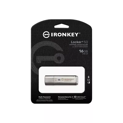 16GB Kingston USB 3.2 IRONKEY LOCKER+ 50 AES 256BIT ENCRYPTED DATATRAVELER DRIVE • £22.99