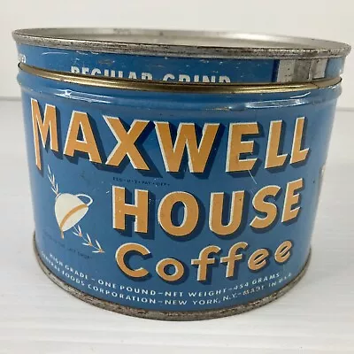 Vintage Maxwell House Coffee Tin Key Wind 1 Pound Can With Lid • $29.99