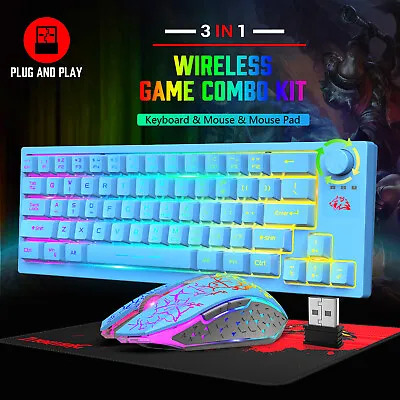 Wireless Gaming Keyboard And Mouse RGB Rainbow LED For PC MAC Laptop PS4 Xbox • £28.99