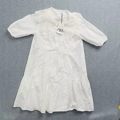 Zara Girls Sz 13-14 Cream Dress Button Up Floral Lace Overlay Crochet Details • $42.99