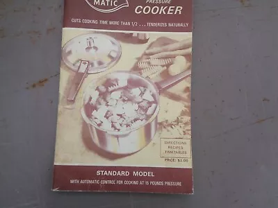 Mirro Matic Speed Pressure Cooker - Directions / Recipes / Timetables Book • $4.94