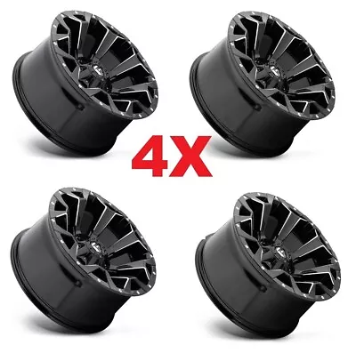 22 Fuel Assault Gloss Black Milled Wheels Rims 1500 Deep Concave Gmc Chevrolet • $1989