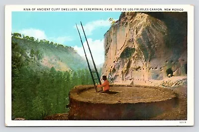 Kiva Cliff Dwellers Ceremonial Cave Rito Los Frijoles Canon VTG WB NP Postcard • $5.95